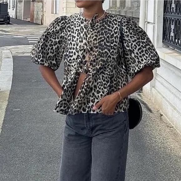 Leopard Print Peplum Babydoll Top – Size M - Picture 1 of 7